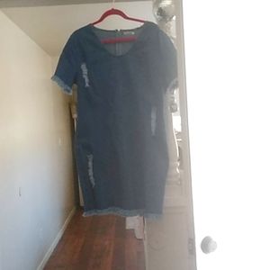 Destressed  Plus Size Jean Dress